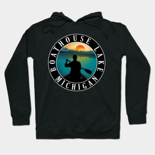 Boathouse Lake Canoeing Michigan Sunset Hoodie